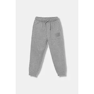 United Colors of Benetton pantaloni de trening din bumbac pentru copii culoarea gri, uni, 3NBMCF06N imagine