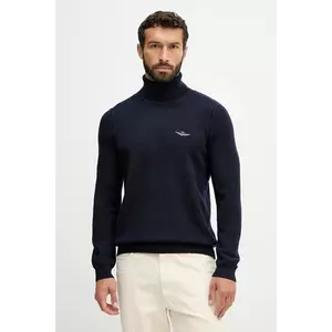 Aeronautica Militare pulover de lână culoarea bleumarin, light, cu guler, MA1583UL00903 imagine