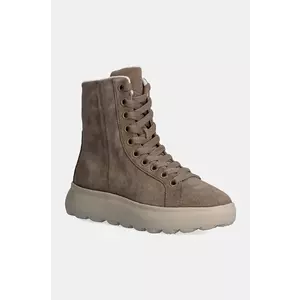 Geox cizme din piele intoarsa D SPHERICA EC4.1 femei, culoarea bej, cu toc plat, izolat, D36TCD 00020 C6029 imagine