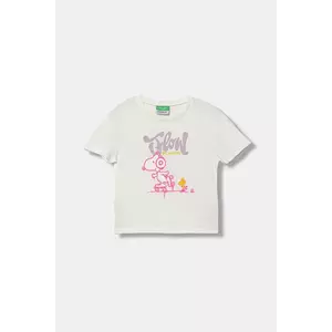 United Colors of Benetton tricou de bumbac pentru copii culoarea alb, 3X1SG10JV imagine