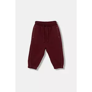 United Colors of Benetton pantaloni de trening din bumbac pentru copii culoarea bordo, uni, 3NBMGF053 imagine