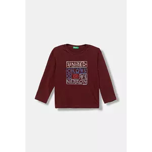 United Colors of Benetton longsleeve copii culoarea bordo, cu imprimeu, 3I1XG10JZ imagine