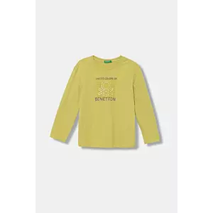 United Colors of Benetton longsleeve copii culoarea galben, cu imprimeu, 3I1XG10JZ imagine