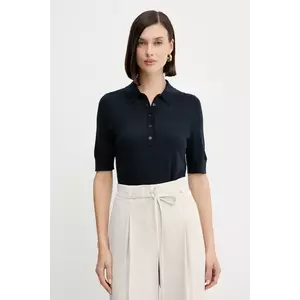 BOSS polo din lână culoarea bleumarin, 50545015 imagine