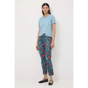 Medicine pantaloni de trening din bumbac culoarea turcoaz, cu model imagine