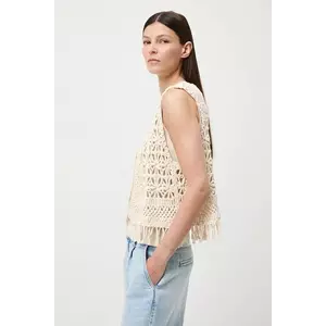 Medicine vestă din bumbac culoarea bej imagine