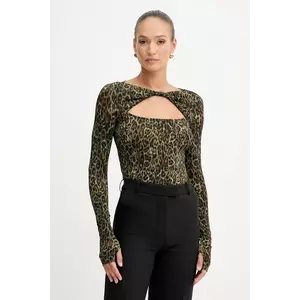 Just Cavalli bluză culoarea maro, cu model, 79PAH618 JS496 imagine