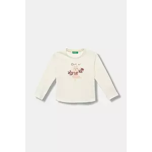 United Colors of Benetton longsleeve din bumbac pentru copii culoarea bej, 3I1XG10K8 imagine