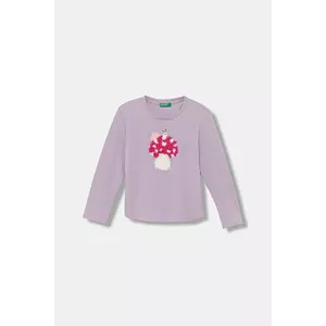 United Colors of Benetton longsleeve din bumbac pentru copii culoarea violet, 3I1XG10K8 imagine