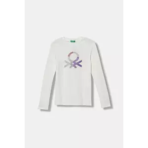 United Colors of Benetton longsleeve din bumbac pentru copii culoarea alb, 3I9WC10JR imagine