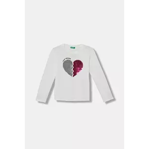 United Colors of Benetton longsleeve din bumbac pentru copii culoarea alb, 3I1XC10QJ imagine