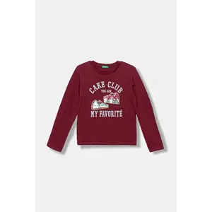 United Colors of Benetton longsleeve din bumbac pentru copii culoarea bordo, 3I1XC10QJ imagine