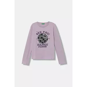 United Colors of Benetton longsleeve din bumbac pentru copii culoarea violet, 3I1XC10QJ imagine
