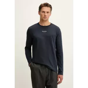 Marc O'Polo longsleeve din bumbac culoarea bleumarin, cu imprimeu, 528201252020 imagine