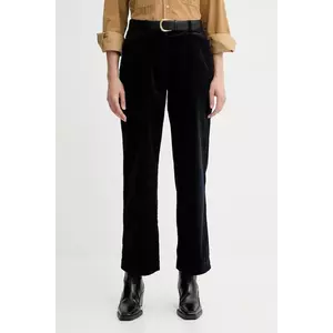 Marc O'Polo pantaloni de catifea cord culoarea bleumarin, drept, high waist, 511104110441 imagine