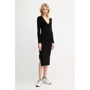 Lacoste rochie culoarea negru, maxi, mulata, EF4175 imagine