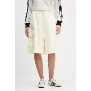 adidas Originals pantaloni scurti din bumbac Cargo Jorts culoarea bej, neted, high waist, JD0138 imagine
