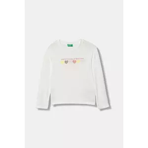 United Colors of Benetton longsleeve din bumbac pentru copii culoarea alb, 3I9WG10JS imagine