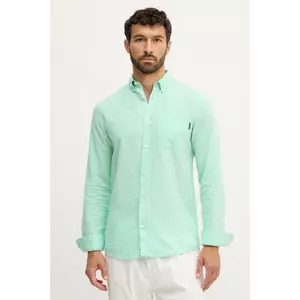 Lindbergh cămașă de in culoarea verde, cu guler button-down, regular, 30.220276 imagine
