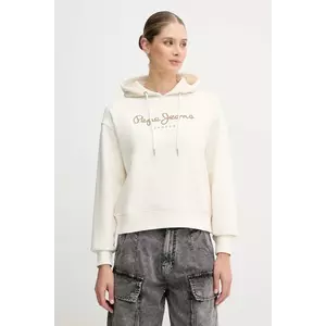 Pepe Jeans bluza culoarea bej, cu glugă, cu imprimeu, PL5800001 imagine