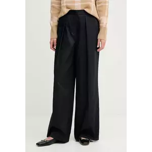 Barbour pantaloni de bumbac COLLEEN culoarea bleumarin, lat, high waist, LTR0394 imagine