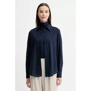 United Colors of Benetton cămașă din bumbac culoarea bleumarin, cu guler clasic, regular, 5WPQDQ0AX imagine