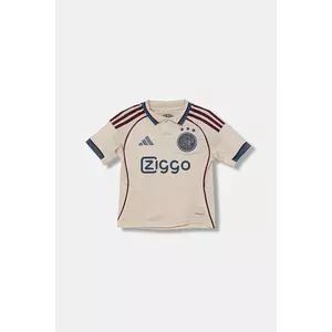 adidas Performance tricou polo copii AJAX culoarea bej, cu imprimeu, JI9572 imagine