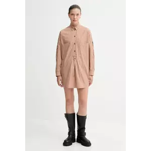 Sessun rochie din bumbac culoarea maro, mini, drept, 25105013 imagine