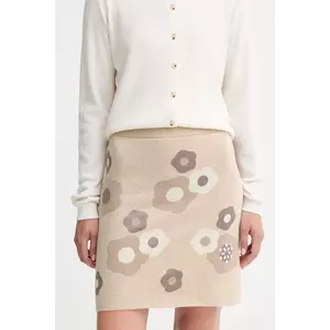 Kenzo fusta de lana culoarea bej, mini, evazati, FF62JU6003CR imagine