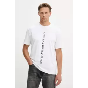 Karl Lagerfeld Jeans tricou din bumbac culoarea alb, cu imprimeu, A4M17021 imagine