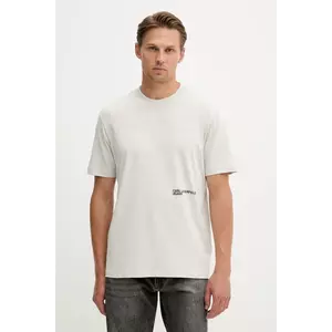 Karl Lagerfeld Jeans tricou din bumbac culoarea bej, cu imprimeu, A4M17024 imagine