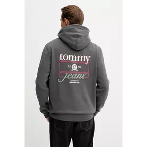 Tommy Jeans bluză culoarea gri, cu glugă, cu imprimeu, DM0DM22085 imagine