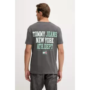 Tommy Jeans tricou din bumbac culoarea gri, cu imprimeu, DM0DM21989 imagine