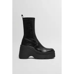 Miista cizme de piele Deandra culoarea negru, cu toc plat, E8_4053 imagine