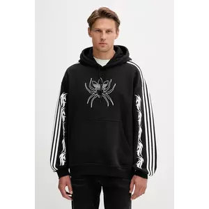 adidas Originals bluză Spiders Loose Hoodie culoarea negru, cu glugă, cu imprimeu, JW0223 imagine