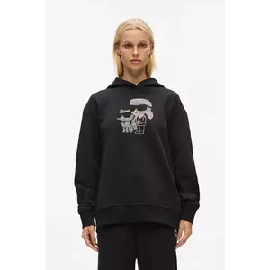 Karl Lagerfeld hanorac de bumbac culoarea negru, cu glugă, cu imprimeu, A4W20070 imagine