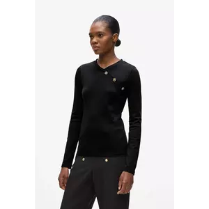 Karl Lagerfeld longsleeve din bumbac culoarea negru, A4W17043 imagine