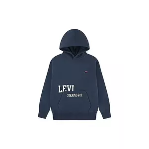 Levi's bluză copii CUTOFF LEVI'S HOODIE culoarea bleumarin, cu glugă, cu imprimeu, 9EN719 imagine