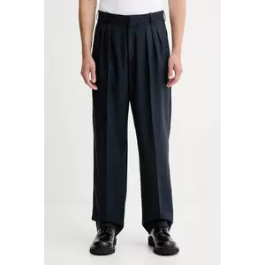Kenzo pantaloni de lână bărbați, culoarea bleumarin, drepți FE65PA2149GE imagine