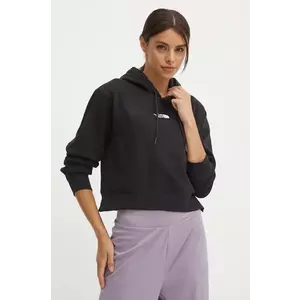 The North Face bluza Essential Crop Hoodie femei, culoarea negru, cu glugă, cu imprimeu, NF0A89EXJK31 imagine