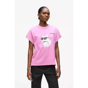 Karl Lagerfeld tricou din bumbac IKON AQUARELLE culoarea alb, A2W17115 imagine
