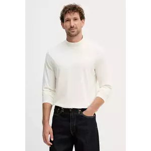 Karl Lagerfeld longsleeve din bumbac culoarea bej, uni, 554226.755022 imagine