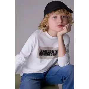 Mayoral longsleeve din bumbac pentru copii culoarea bej, cu imprimeu, 7013 imagine