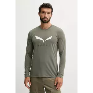 Salewa longsleeve sport Solidlogo culoarea verde, cu imprimeu imagine