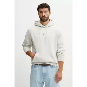 Tommy Jeans bluză culoarea bej, cu glugă, cu imprimeu, DM0DM20746 imagine