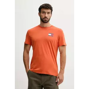 Tommy Jeans tricou din bumbac culoarea bej, cu imprimeu, DM0DM20740 imagine