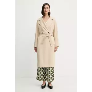 Weekend Max Mara palton de lână RESINA culoarea bej, de tranziție, oversize, 2525016031600 imagine
