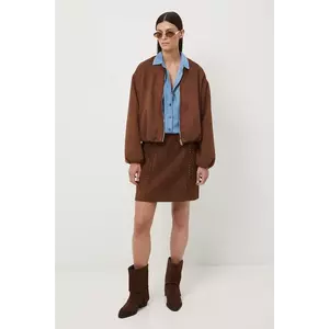 Medicine fustă culoarea bej, mini, drept imagine