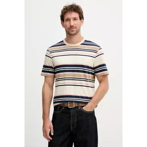 Barbour tricou din bumbac AICKMEN culoarea bej, cu model, MTS1498 imagine