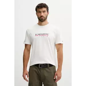 Tommy Jeans tricou din bumbac culoarea alb, cu imprimeu, DM0DM21978 imagine
